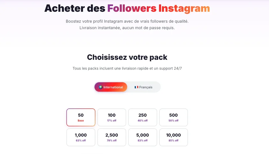 Packs followers Instagram - acheter followers Instagram pas cher